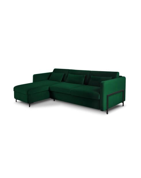 Yanis Ecksofa für 4 Personen, umwandelbar, links, aus Samt, 260 x 170 x 80 cm, flaschengrün
