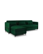 Yanis Ecksofa für 4 Personen, umwandelbar, links, aus Samt, 260 x 170 x 80 cm, flaschengrün