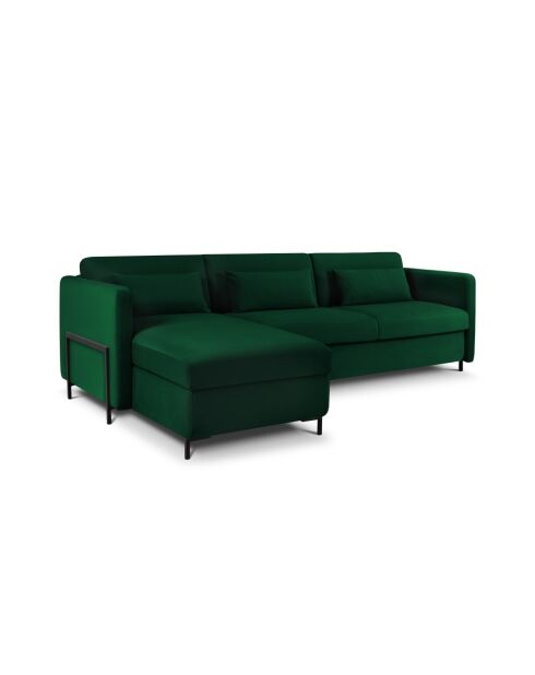 Yanis Ecksofa für 4 Personen, umwandelbar, links, aus Samt, 260 x 170 x 80 cm, flaschengrün