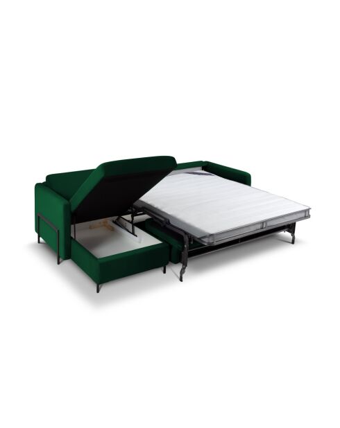 Yanis Ecksofa für 4 Personen, umwandelbar, links, aus Samt, 260 x 170 x 80 cm, flaschengrün