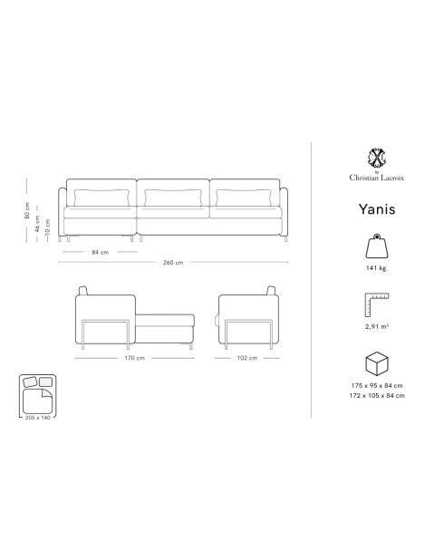 Yanis Ecksofa für 4 Personen, umwandelbar, links, aus Samt, 260 x 170 x 80 cm, flaschengrün