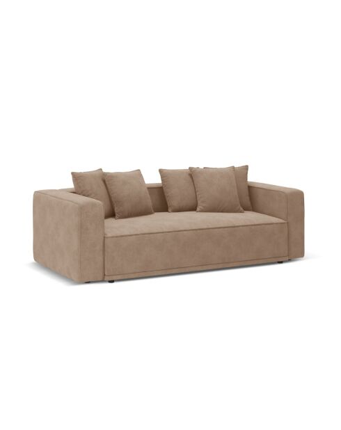 Ausziehbares 3-Sitzer-Sofa aus Samt mit Kofferraum Ribes dunkelbeige - 242x104x88 cm