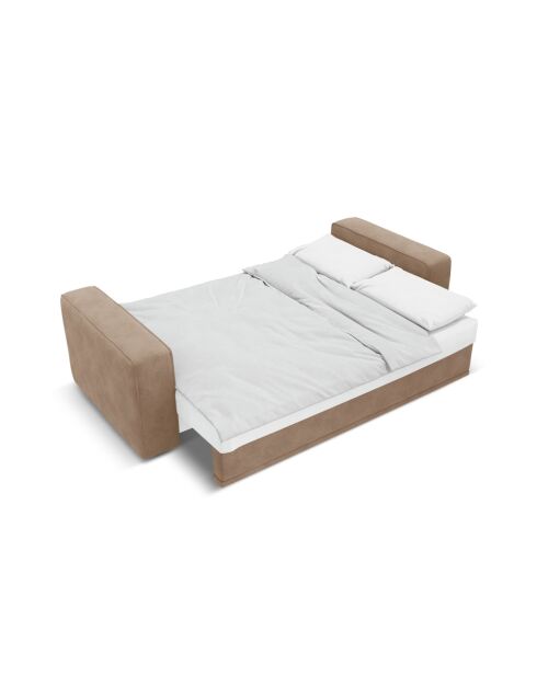 Ausziehbares 3-Sitzer-Sofa aus Samt mit Kofferraum Ribes dunkelbeige - 242x104x88 cm