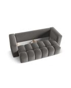 Lorella warmgrijze 3-zits converteerbare fluwelen bank met kofferbak - 252x98x85 cm