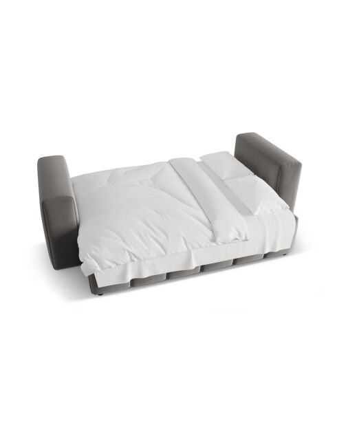 Lorella warmgrijze 3-zits converteerbare fluwelen bank met kofferbak - 252x98x85 cm