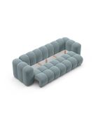 Hellblaues umwandelbares 3-Sitzer-Sofa aus Samt mit Kofferraum — 253 x 102 x 70 cm