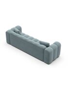 Hellblaues umwandelbares 3-Sitzer-Sofa aus Samt mit Kofferraum — 253 x 102 x 70 cm
