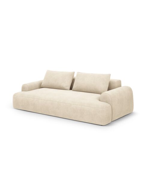 Orion hellbeiges ausziehbares 4-Sitzer-Sofa aus Samt mit Kofferraum — 250x100x84 cm