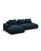 Faltbares Ecksofa aus Samt für 5 Personen, links, mit tiefem Orion-Kofferraum in Petrolblau — 275 x 142 x 84 cm