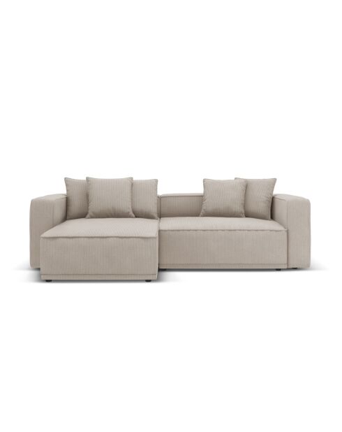 Ribes Ecksofa Ribes, umwandelbar, aus Kord, rechts, mit Kofferraum, Ribes, dunkelbeige, 266 x 160 x 88 cm