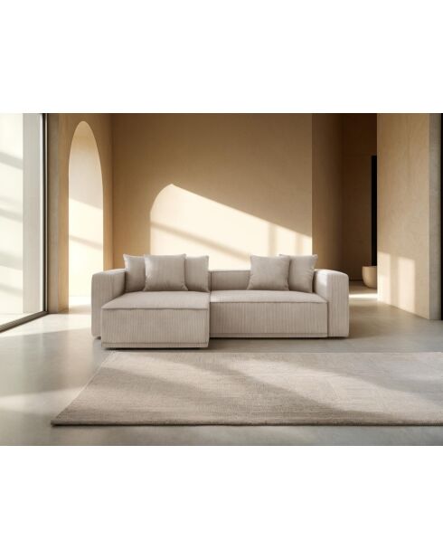 Ribes Ecksofa Ribes, umwandelbar, aus Kord, rechts, mit Kofferraum, Ribes, dunkelbeige, 266 x 160 x 88 cm