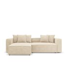 Umbaubares 3-sitziges Ecksofa aus Samt links mit Kofferraum Ribes hellbeige - 266x160x88 cm