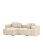 Umbaubares 3-sitziges Ecksofa aus Samt links mit Kofferraum Ribes hellbeige - 266x160x88 cm
