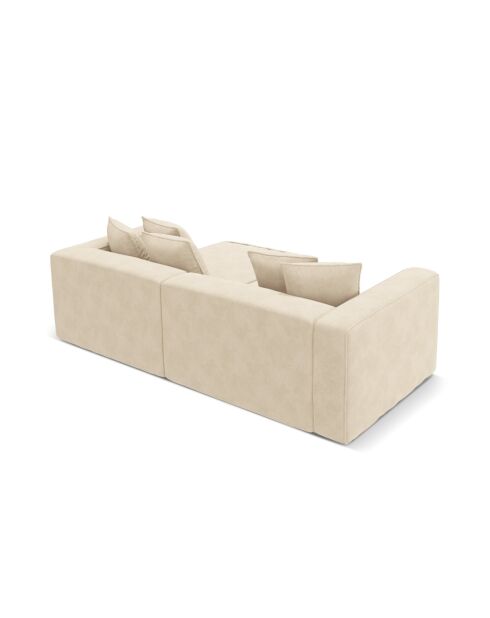 Umbaubares 3-sitziges Ecksofa aus Samt links mit Kofferraum Ribes hellbeige - 266x160x88 cm