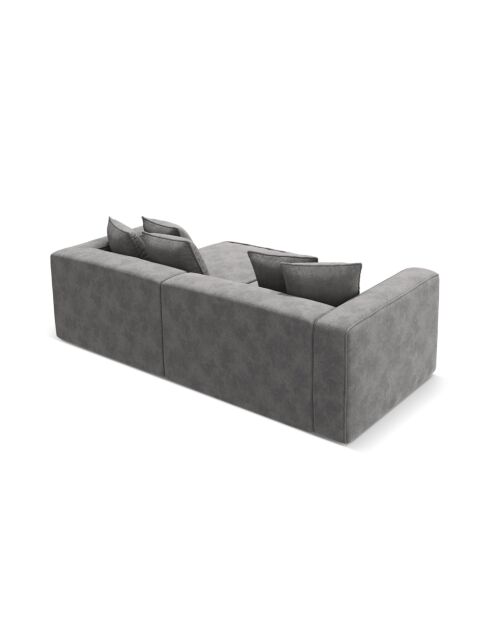 3-zits converteerbare fluwelen linkerhoekbank met grijze Ribes kofferbak - 266x160x88 cm