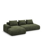 Orion Ecksofa für 5 Personen, umwandelbar, aus Samt, links, mit grünem Orion-Kofferraum, 275 x 142 x 84 cm