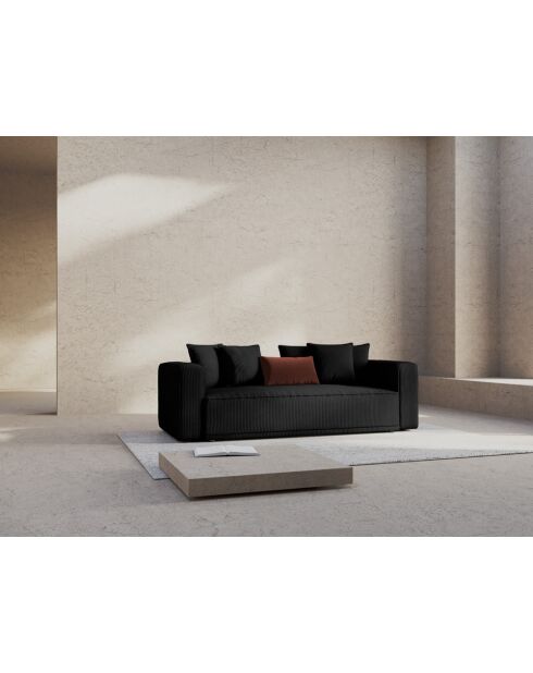 Ribes 3-Sitzer-Ausziehsofa aus Kord mit schwarzem Ribes-Kofferraum — 242 x 104 x 88 cm