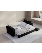 Sofá convertible Ribes de pana de 3 plazas con baúl Ribes negro - 242x104x88 cm