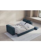 Divano letto a 3 posti Ribes blue jeans con baule - 242x104x88 cm