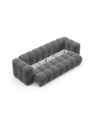 Warmgraues umwandelbares 3-Sitzer-Samtsofa Astro mit Kofferraum — 253 x 102 x 70 cm