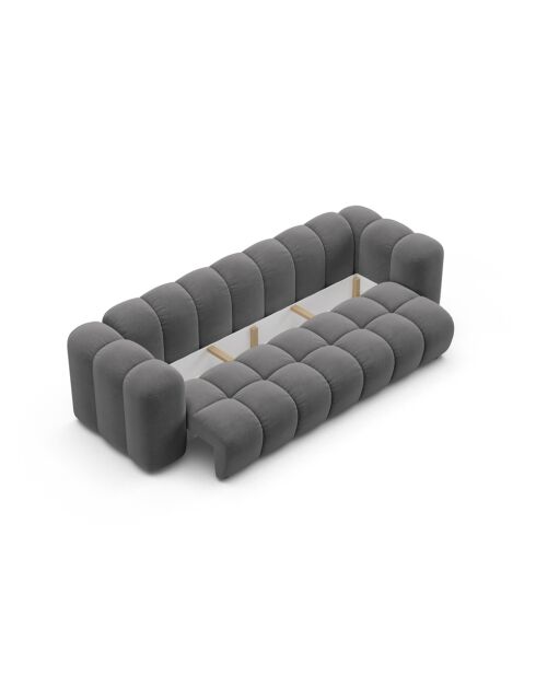 Astro warmgrijze 3-zits converteerbare fluwelen bank met kofferbak - 253x102x70 cm