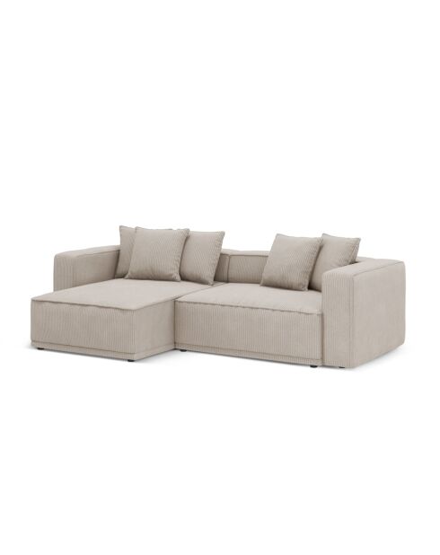 Cabrio-Ecksofa für 3 Personen, aus Kord, links, mit Ribes-Truhe, dunkelbeige — 266 x 160 x 88 cm