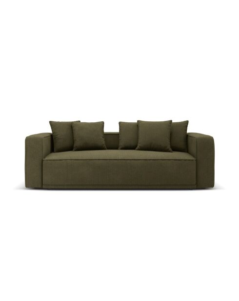 Ausziehbares 3-Sitzer-Sofa aus Kord mit Kofferraum Ribes grün - 242x104x88 cm