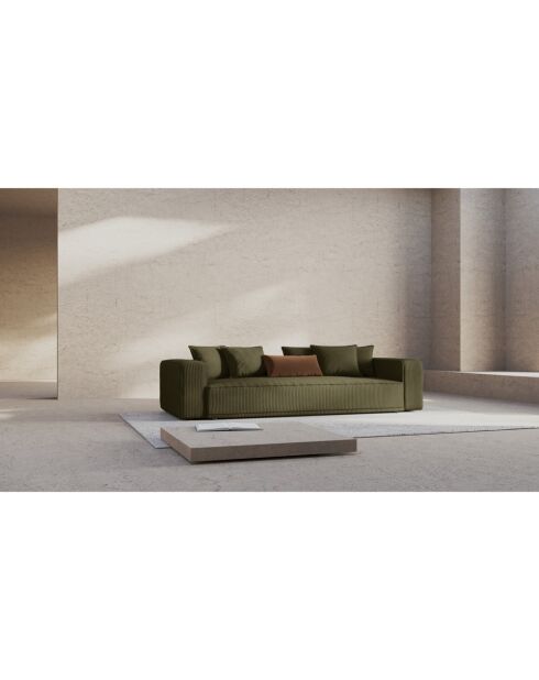 Ausziehbares 3-Sitzer-Sofa aus Kord mit Kofferraum Ribes grün - 242x104x88 cm