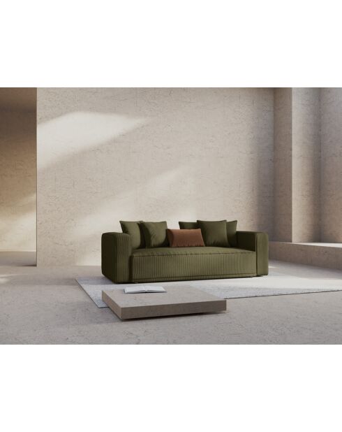 Ausziehbares 3-Sitzer-Sofa aus Kord mit Kofferraum Ribes grün - 242x104x88 cm