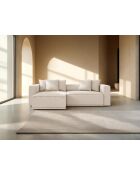 Ausziehbares 3-Sitzer-Ecksofa rechts mit Kofferraum Ribes hellbeige - 266x160x88 cm