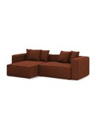 Ausziehbares 3-Sitzer-Ecksofa aus Kord rechts mit Kofferraum Ribes Terrakotta - 266x160x88 cm