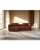 Ausziehbares 3-Sitzer-Ecksofa aus Kord rechts mit Kofferraum Ribes Terrakotta - 266x160x88 cm