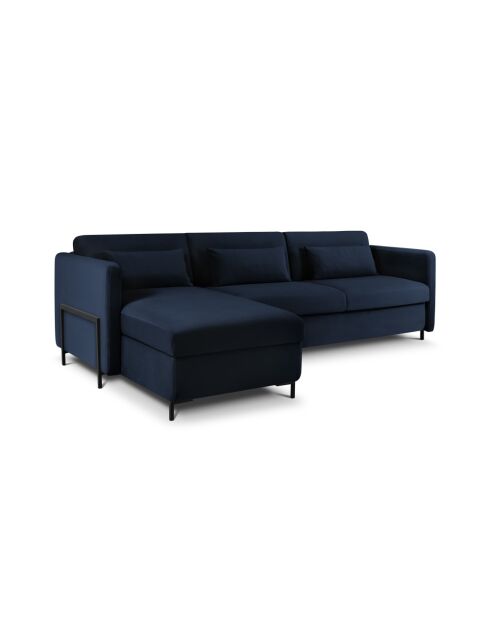 Yanis Ecksofa aus echtem Samt für 4 Personen, umwandelbar, Königsblau - 260x170x80 cm Yanis