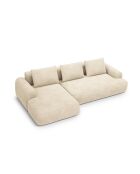 Orion Ecksofa für 3 Personen, umwandelbar, aus Samt, links, mit Kofferraum Orion, hellbeige, 275 x 142 x 84 cm