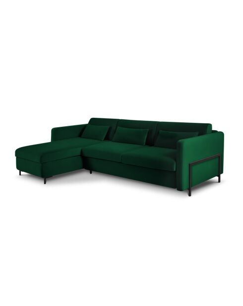 Yanis Faltbares Ecksofa aus Samt für 5 Personen, flaschengrün, 280 x 170 x 80 cm