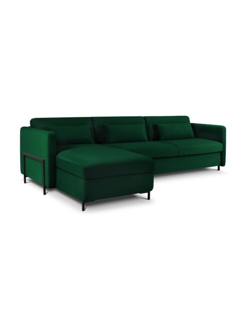 Yanis Faltbares Ecksofa aus Samt für 5 Personen, flaschengrün, 280 x 170 x 80 cm