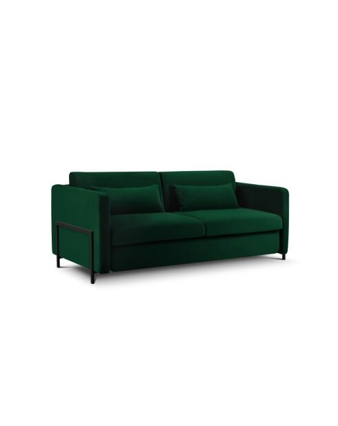 Canapé convertible en velours 2 places Yanis vert bouteille - 182x102x80 cm