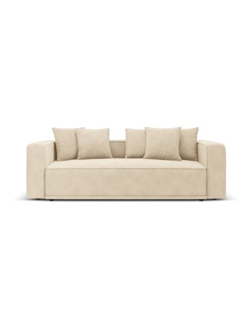 Ausziehbares 3-Sitzer-Sofa aus Samt mit Kofferraum Ribes hellbeige - 242x104x88 cm