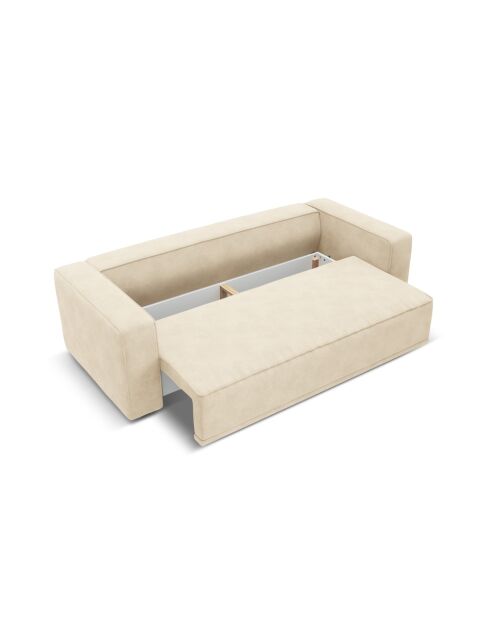 Ausziehbares 3-Sitzer-Sofa aus Samt mit Kofferraum Ribes hellbeige - 242x104x88 cm
