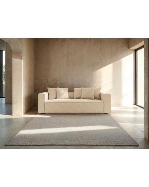 Ausziehbares 3-Sitzer-Sofa aus Samt mit Kofferraum Ribes hellbeige - 242x104x88 cm
