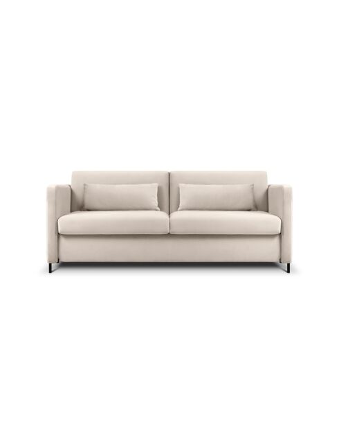 Beiges 2-Sitzer-Schlafsofa Yanis aus Samt, 182 x 102 x 80 cm