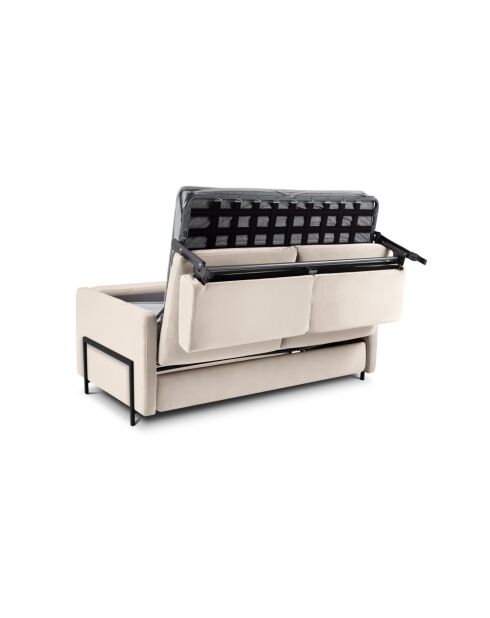 Beiges 2-Sitzer-Schlafsofa Yanis aus Samt, 182 x 102 x 80 cm