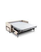 Beiges 2-Sitzer-Schlafsofa Yanis aus Samt, 182 x 102 x 80 cm