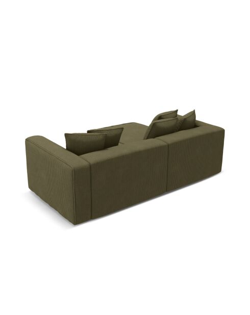Ausziehbares 3-Sitzer-Ecksofa aus Kord, mit grünem Ribes-Kofferraum, 266 x 160 x 88 cm