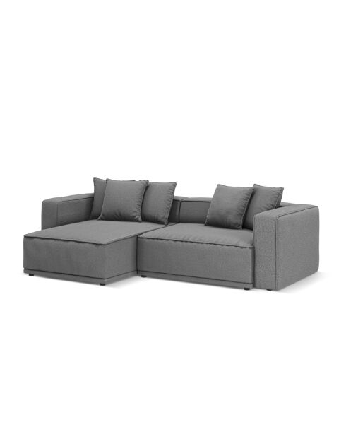 3-Sitzer-Ecksofa links mit Kofferraum Ribes grau - 266x160x88 cm