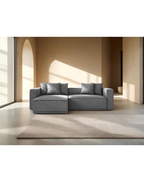 3-Sitzer-Ecksofa links mit Kofferraum Ribes grau - 266x160x88 cm
