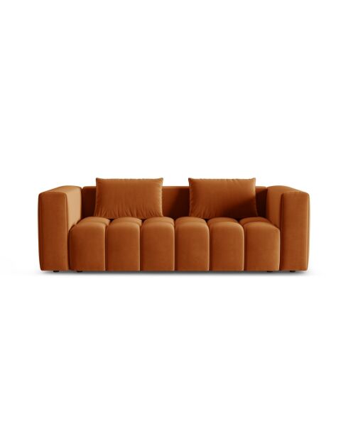 Canapé en velours convertible 3 places avec coffre Lorella terracotta - 252x98x85 cm