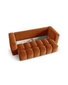 Canapé en velours convertible 3 places avec coffre Lorella terracotta - 252x98x85 cm