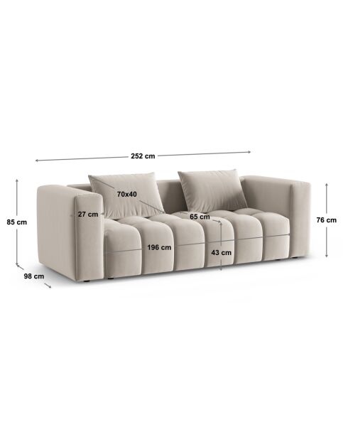 Canapé convertible 3 places avec coffre Lorella beige - 252x98x85 cm