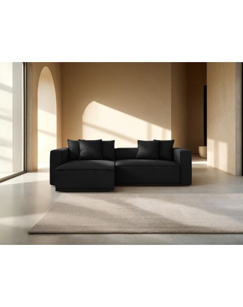 Ausziehbares 3-Sitzer-Ecksofa rechts mit schwarzem Ribes-Kofferraum - 266x160x88 cm